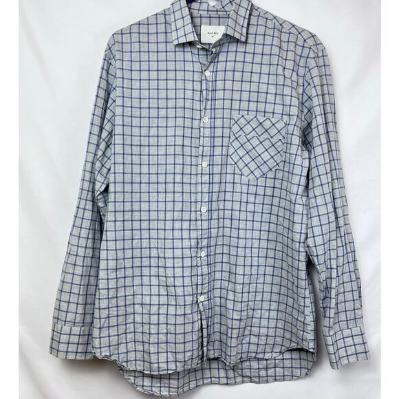 Billy Reid Men's Size 16 Gray Plaid Button Up Long Sleeve Collared Dress Shirt - Picture 1 of 6